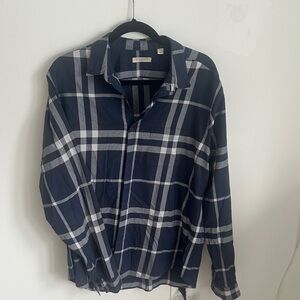 Burberry Navy and White Checkered Shirt
